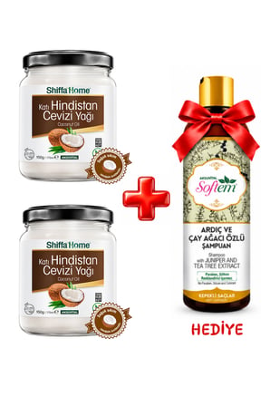 2 Adet Hindistan Cevizi Yağı 170ml  ( Ardıç ve Çay Ağacı Özlü Şampuan 400ml Hediye ! )