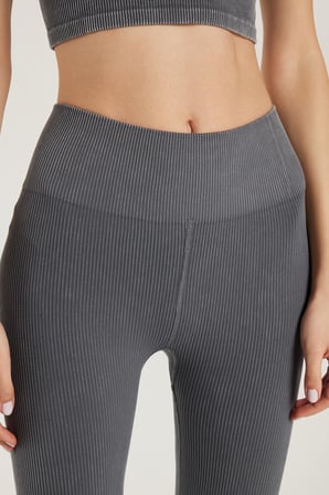 Kadın Slim Fit Dar Kesim Fitilli Dar Paça Gri Pantolon