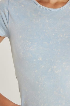 Kadın Slim Fit Dar Kesim Düz Basic Bisiklet Yaka Mavi Tişört