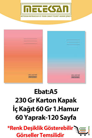 Okul A5 60 Yaprak DÜZ Karton Kapak