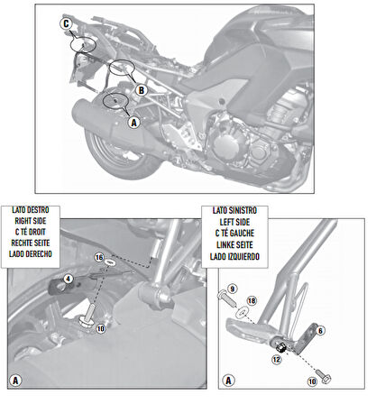 Kappa KLR4105 Kawasakı VERSYS 1000 (12-14) Yan Canta Tasıyıcı