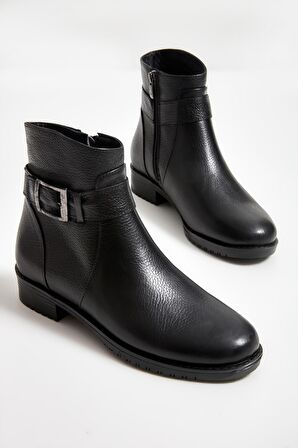 Bambi Siyah Hakiki Deri Kadın Bot & Bootie K02531049203