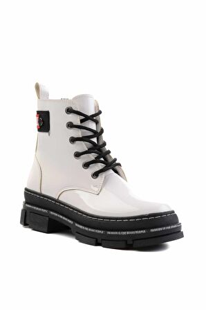 Bambi Beyaz Rugan  Kadın Bot & Bootie K02643163508