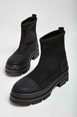 Bambi Siyah Streç  Kadın Bot & Bootie K02643174017