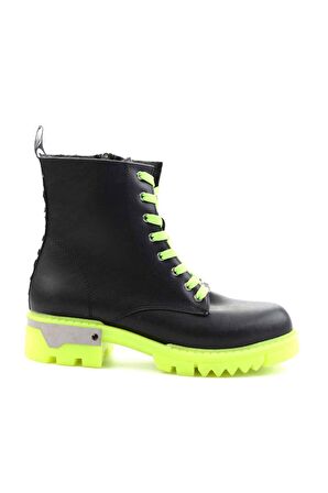 Bambi Siyah Yesil  Kadın Bot & Bootie K02703021109