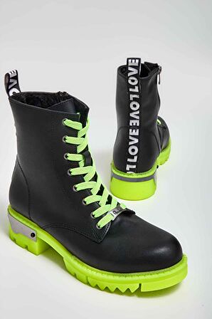 Bambi Siyah Yesil  Kadın Bot & Bootie K02703021109