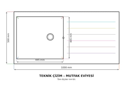 GRANİT EVİYE 100X50 SİYAH TEK GÖZ DAMLALIKLI MUTFAK EVİYESİ