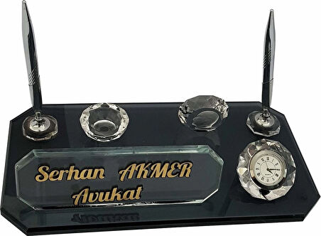 Kristal Masa İsimliği Kalemli Ofis Hediyesi M101FM