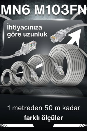 MN6 M103FN Cat6 Ethernet Kablosu 15 Metre – 1000 Mbps, 0,57 mm İletken, RJ45, İç Mekan