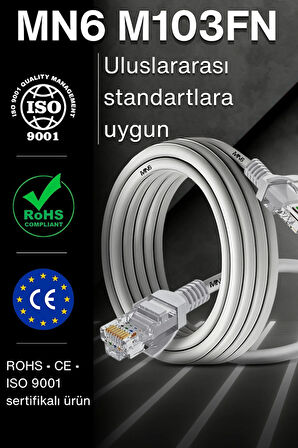 MN6 M103FN 1 Metre Internet Kablosu/UTP-CAT6/Gigabit/Destekli/ethernet Kablosu 1 Metre/iç Mekan Uyumlu