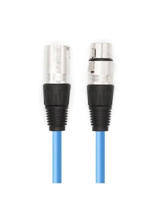 Mikrofon Kablosu 10 Metre Mavi Renk | Xlr Erkek – Xlr Dişi | Sahne – Stüdyo – Ses Kablosu