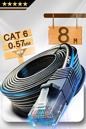 MN6 M107x 8 Metre Internet Kablosu/utp 0,57mm Cat6 Iki Kat Korumalı/ Iç Dış Mekan/8m Ethernet Kablosu