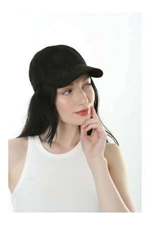 Siyah Süet Unisex Beyzbol Şapka