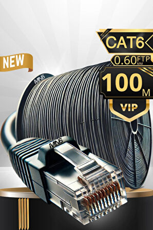 MN6 M108XF 100 Metre Internet Kablosu/FTP0.60mm-Cat6 Iki Kat Korumalı/iç Dış Mekan/100M Ethernet Kablosu