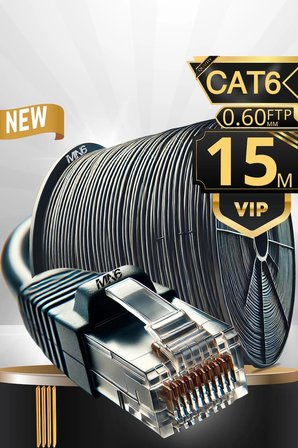 MN6 M108XF Cat6 FTP Ethernet Kablosu 15 Metre Dış Mekan UV Korumalı Çift Katmanlı PE+PVC Parazit Önleyici 23AWG 0.60mm