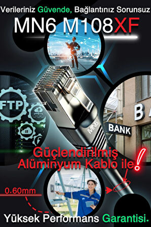 MN6 M108XF 280 Metre Internet Kablosu/FTP0.60mm Cat6 Iki Kat Korumalı/iç Dış Mekan/280M Ethernet Kablosu