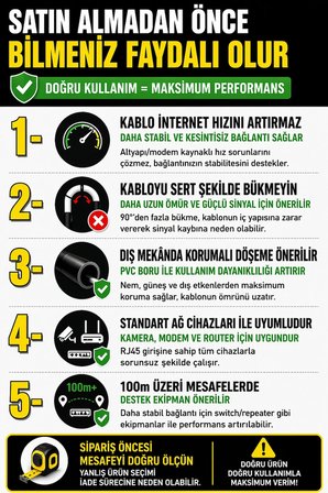 MN6 M108XF Cat6 FTP Ethernet Kablosu 280 Metre Dış Mekan UV Korumalı Çift Katmanlı PE+PVC Parazit Önleyici 23AWG 0.60mm