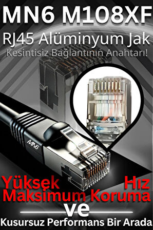MN6 M108XF 70 Metre Internet Kablosu/FTP 0.60mm Cat6 Iki Kat Korumalı/iç Dış Mekan/70M Ethernet Kablosu