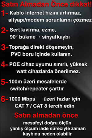 MN6 M109F Cat7 Kablo/2 METRE/10GBPS-2000MHZ-24 Awg-S/STP-Cat7 Ethernet Kablosu