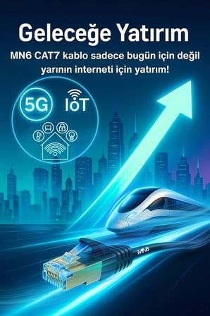 MN6 M109F Cat7 Ethernet Kablosu 3 Metre 5G Modem Uyumlu Bakır İletken STP 10 Gbps Altın Kaplama RJ45