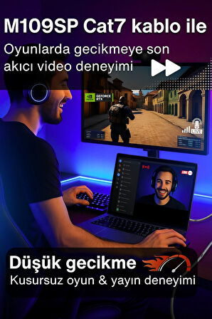 MN6 M109SP Cat7 Kablo 3 Metre/10 Gbps'e kadar-Örgülü ve folyo ekranlama/3 Metre Cat7 Ethernet Kablosu