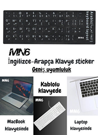 MN6 Arapça Klavye Etiketi-a Kalite/10 Adet/ Notebook Pc Uyumlu Klavye Sticker-arapça Klavye