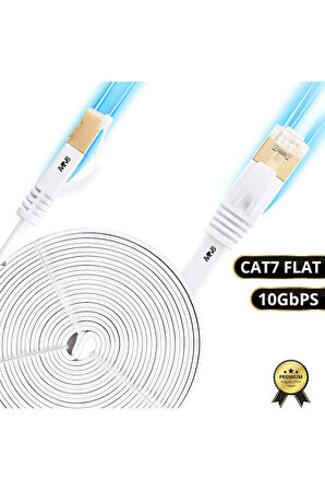MN6 M112GM 10 Metre Cat7 Kablo/Flat-10GBPS-600MHZ-RoHs Sertifikalı/10 Metre Cat7 Ethernet Kablosu