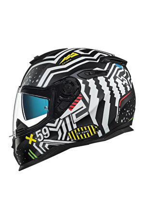 Sx.100 Enıgma Mat Siyah Beyaz Motosiklet Full Face Kask