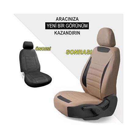 Renault Clio 5 Deri Detaylı Özel Tasarım Oto Koltuk Kılıfı Seti SMART B   