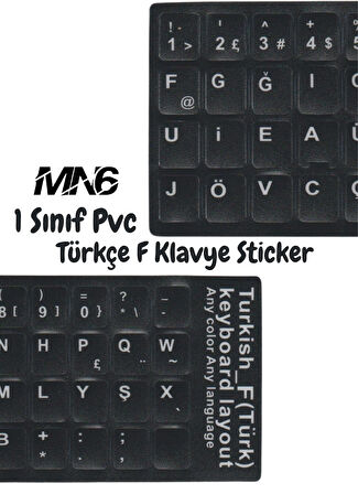 MN6 Türkçe F Klavye Etiketi,Kaliteli PVC-12 Adet,Türkçe F Klavye Sticker