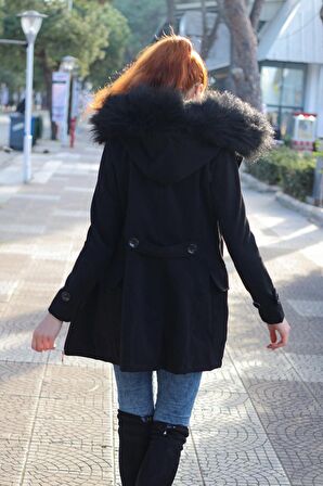 Barbora Günlük Kışlık Kaşe Kaşmir Kadın Kaban tr123siyah