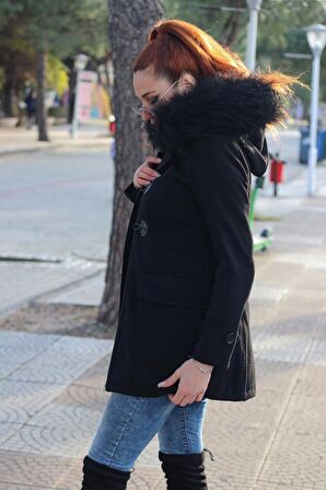 Barbora Günlük Kışlık Kaşe Kaşmir Kadın Kaban tr123siyah