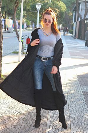 Barbora Kışlık Kürk Kadın Ceket Tam Boy tr296siyah