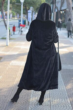 Barbora Kışlık Kürk Kadın Ceket Tam Boy tr296siyah