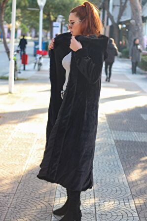 Barbora Kışlık Kürk Kadın Ceket Tam Boy tr296siyah