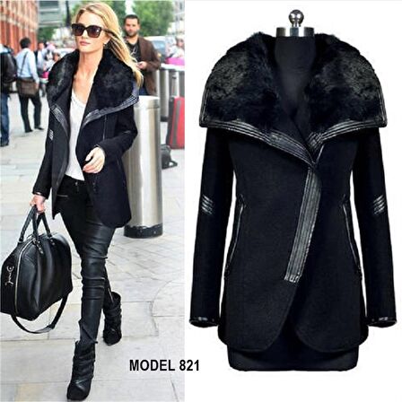 Barbora Günlük Kışlık Kaşmir Yaka Kadın Kaban bt821siyyaahh