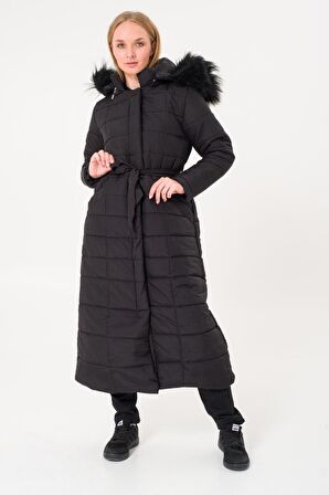 Barbora Günlük Kışlık Tam Boy Şişme Kadın Mont bt180siyah3