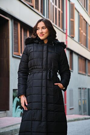 Barbora Günlük Kışlık Tam Boy Şişme Kadın Mont bt180siyah4