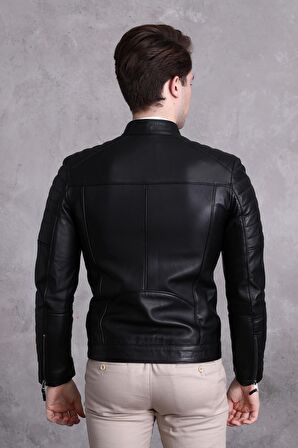 Motorcu Tarzı Mont Spor Kesim Siyah Renk