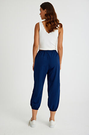 Barbora Keten Günlük Pantolon Beli Lastikli Bağcıklı Ln15lacivert7