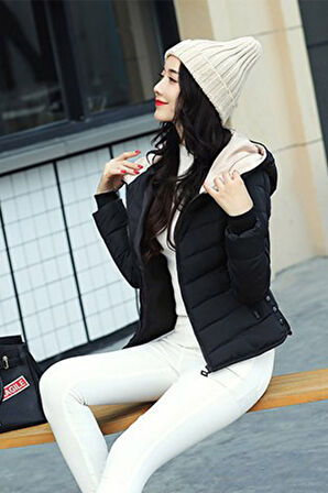 Barbora Kışlık Kapüşonlu Kadın Şişme Mont 1912siyah9