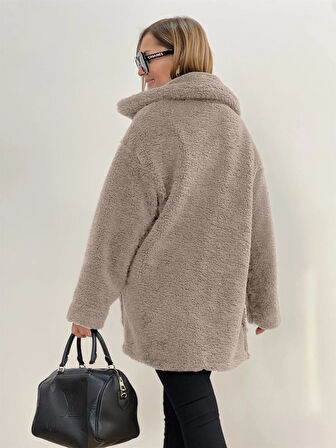 Barbora Peluş Rahat Kışlık Ceket ws06krem1