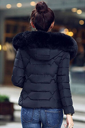 Günlük Şişme Kürklü Kadın Mont