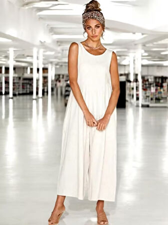 Yazlık Şık Keten Tulum