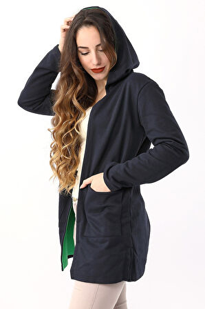 Günlük Renkli Kapüşonlu Spor Kadın Ceket