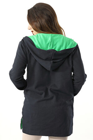 Günlük Renkli Kapüşonlu Spor Kadın Ceket