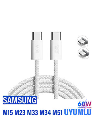 Samsung M15 M23 M33 M34 M51 Hızlı Şarj Kablosu Type-C den Type-C ye Şarj Kablosu