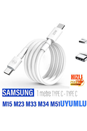 Samsung M15 M23 M33 M34 M51 Hızlı Şarj Kablosu 1m 60W HIZLI Type-C den Type-C ye