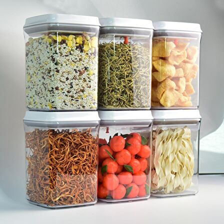 Erzak Kavanozu Kilitli Saklama Kabı Silikon Contalı Kare Erzak Kabı Vakumlu 0.90 Lt