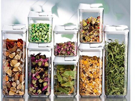 Erzak Kavanozu Kilitli Saklama Kabı Silikon Contalı Kare Erzak Kabı Vakumlu 0.90 Lt